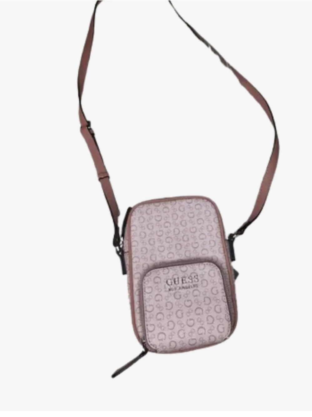 GUESS Cream and Tan Logo Crossbody Messenger Bag